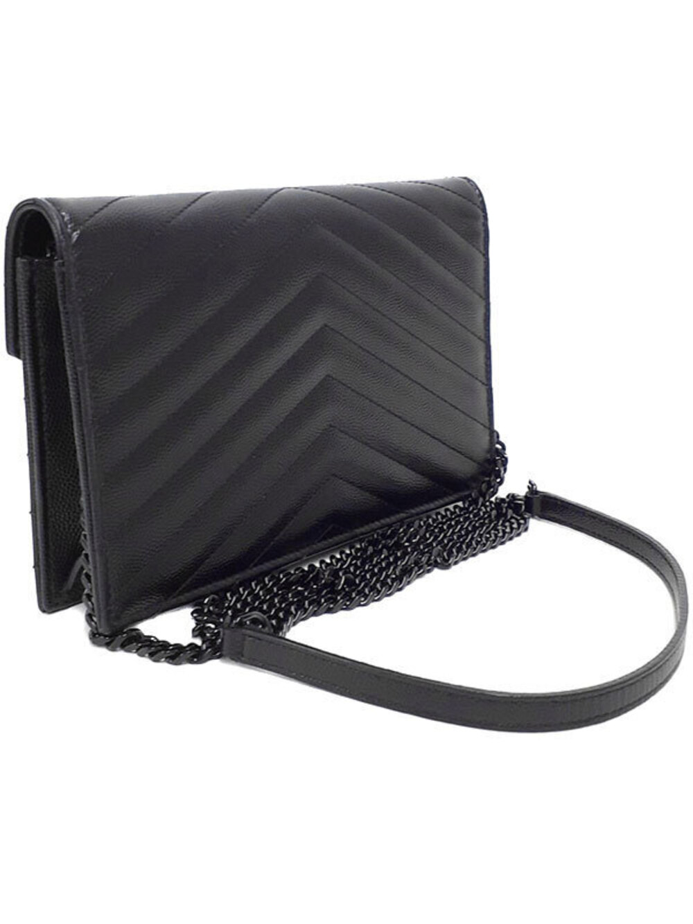 Saint Laurent Chain Wallet Paris Envelope Monogram Brown
